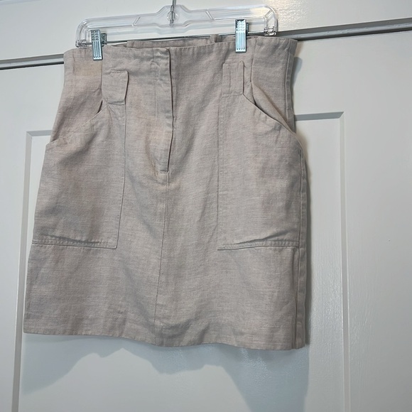 H&M linen blend Cream/light tan High-Waisted Skirt size 10. - Picture 2 of 8